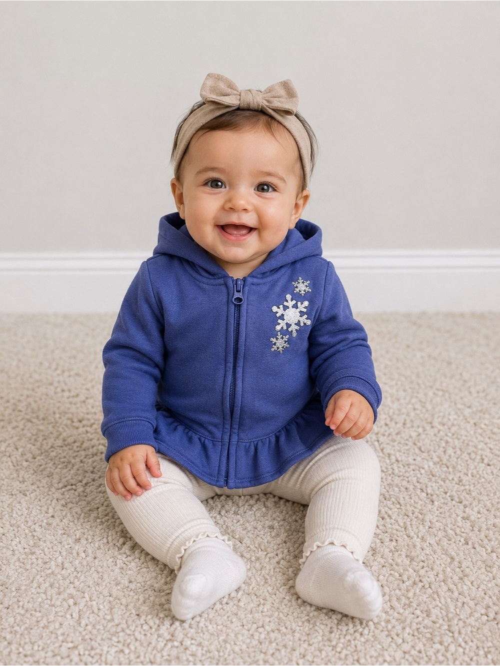 The Children's Place Purple Hooded Fleece Jacket with Snowflake Embellishments
